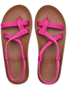Women's Hot Pink Strappy Casual Sandals with Brown Footbed